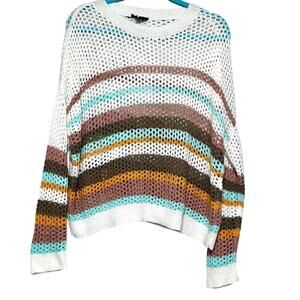 Anthropologie Ryu Womens Sweater size M Oversized Loose fit Colorblock Crochet